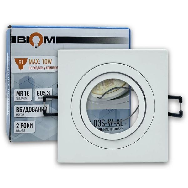 Светильник врезной BIOM SP-04R под лампу MR16 GU5.3 белый квадратный поворотный точечный светильник SP-03R фото