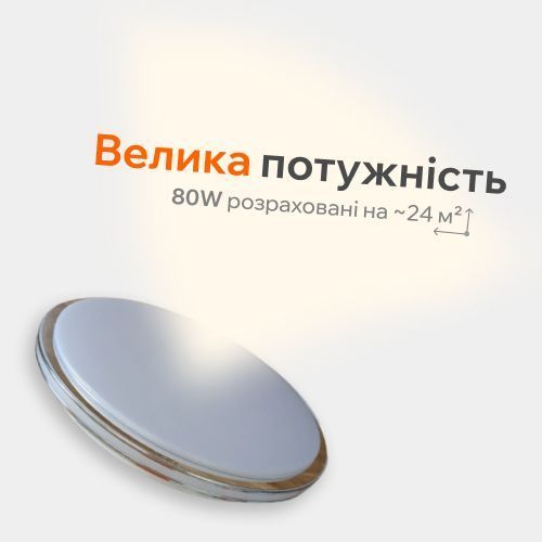 Світлодіодна люстра з пультом 80Вт, 48 см, зміна температури світла, яскравості, кругла, біла BIOM SML-R18-80/2 1880 фото