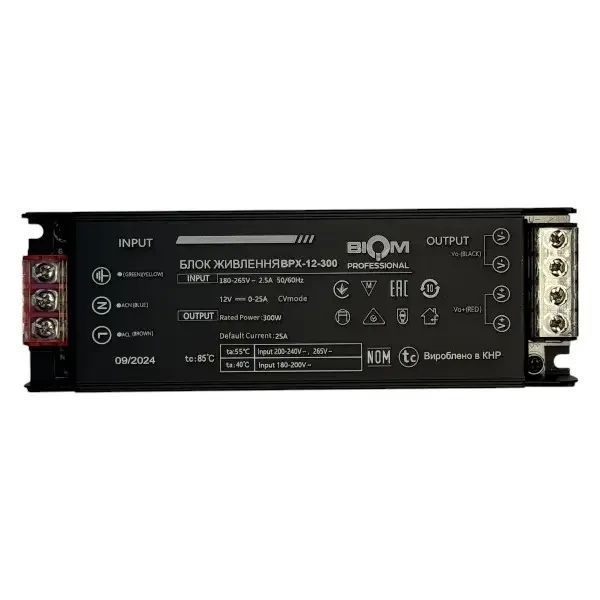 Блок живлення BIOM Professional BPX-12-300 300Вт 12V 25A, металевий корпус, для LED стрічки, преміум 24492 фото