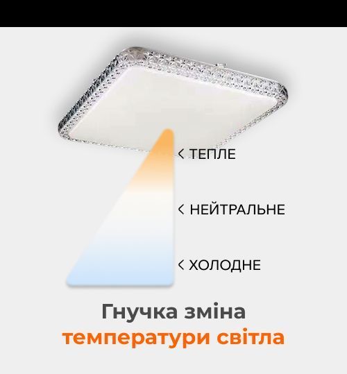 Світлодіодна люстра з пультом 70Вт, 44x44см, зміна температури світла, яскравості, квадратна BIOM SML-S03-70 12573 фото
