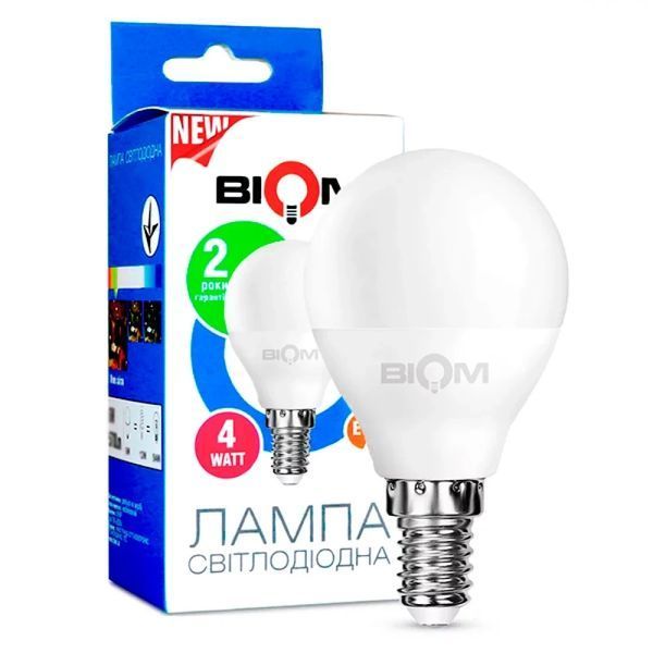 Светодиодная лампа BIOM BT-545 G45 4W E14 3000К матовая 1415 фото