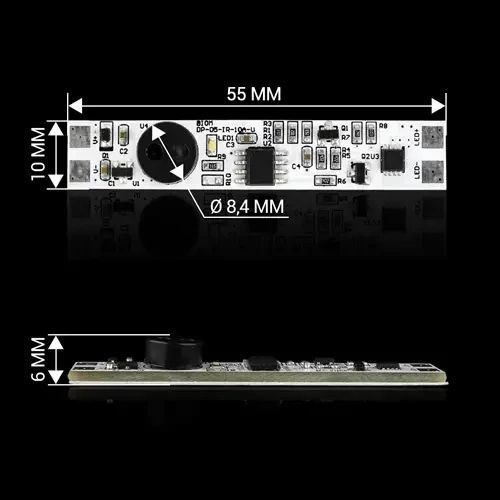 Оптичний датчик BIOM DP-05-IR-10A-U IR ON\OF прямий 10А DC12V 120W, датчик для включення-вимкнення у профіль 20333 фото