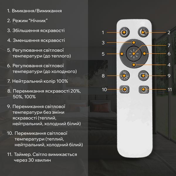 Світлодіодна люстра з пультом 80Вт 49см BIOM круглий білий LED світильник стельовий зі зміною температури світла та яскравості 20919 фото
