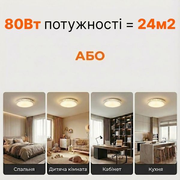 Світлодіодна люстра з пультом 80Вт 49см BIOM круглий білий LED світильник стельовий зі зміною температури світла та яскравості 20919 фото