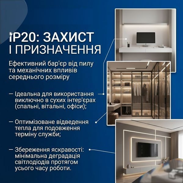 LED стрічка 2835-120 12В 13,5Вт 8мм 3000K, Світлодіодна стрічка BIOM Professional з теплим білим світлом, негерметична, 1м 12298 фото