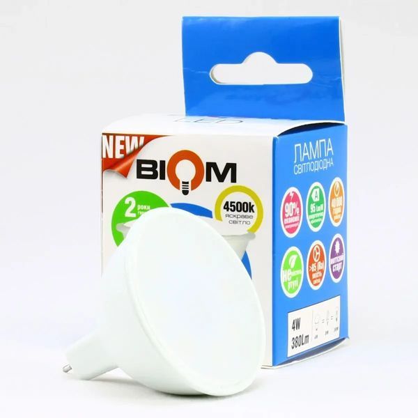 Светодиодная лампа BIOM BT-542 MR16 4W GU5.3 4500К матовая 1436 фото