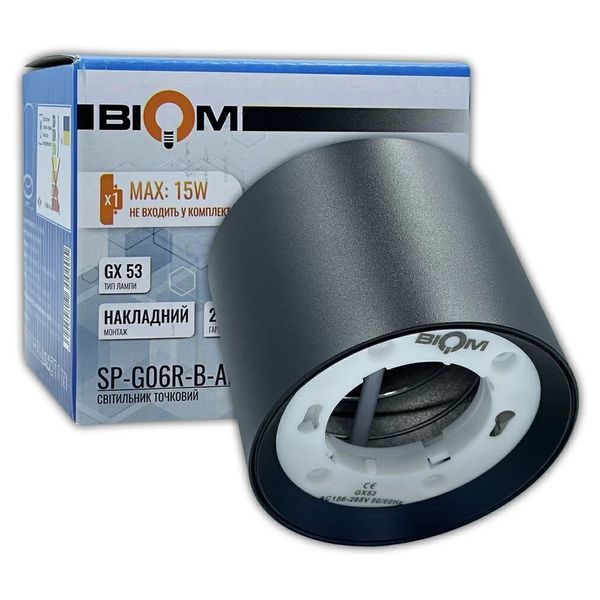 Светильник накладной BIOM SP-G06R под лампу GX53, черный, точечный, цилиндр G06R фото