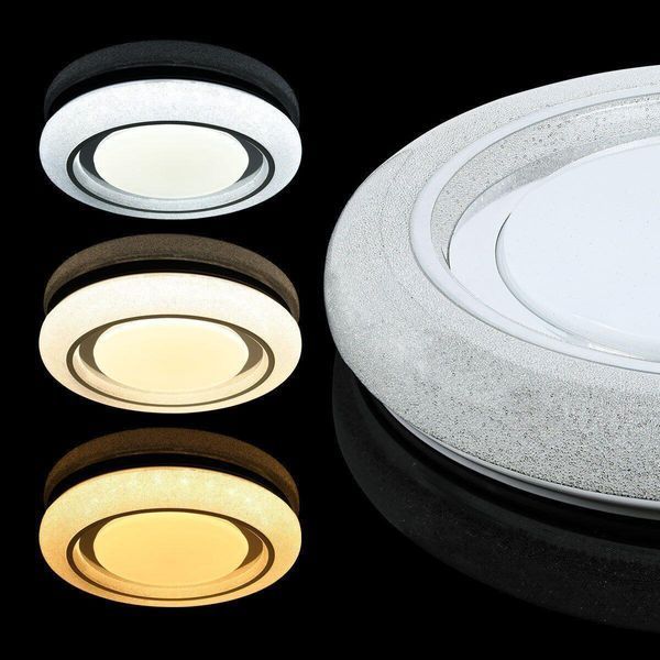 LED светильник с пультом, 50Вт, 39см, 15м2, люстра BIOM круглая, белая, накладная, с изменением температуры и яркости, SML-R11-50 14257 фото